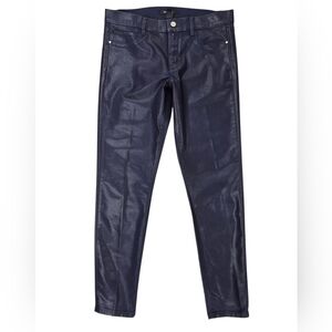 White House Black Market coated skinny jeans women's 12 blue stretch mid rise